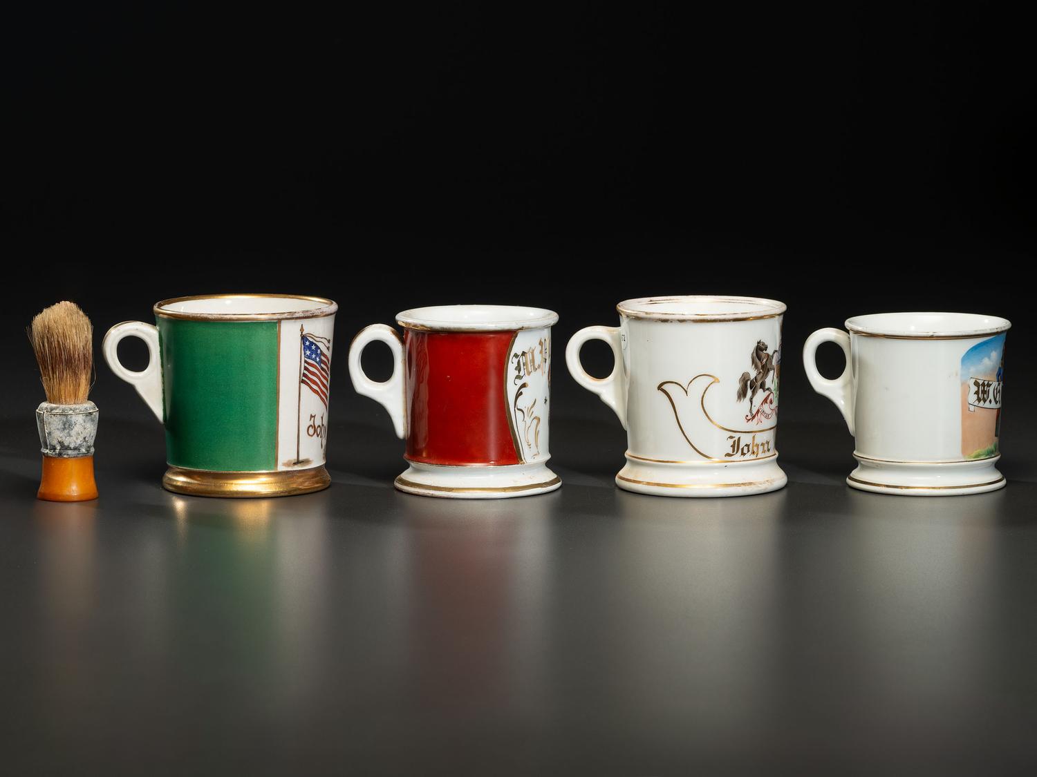 Four Porcelain Occupational Shaving Mugs