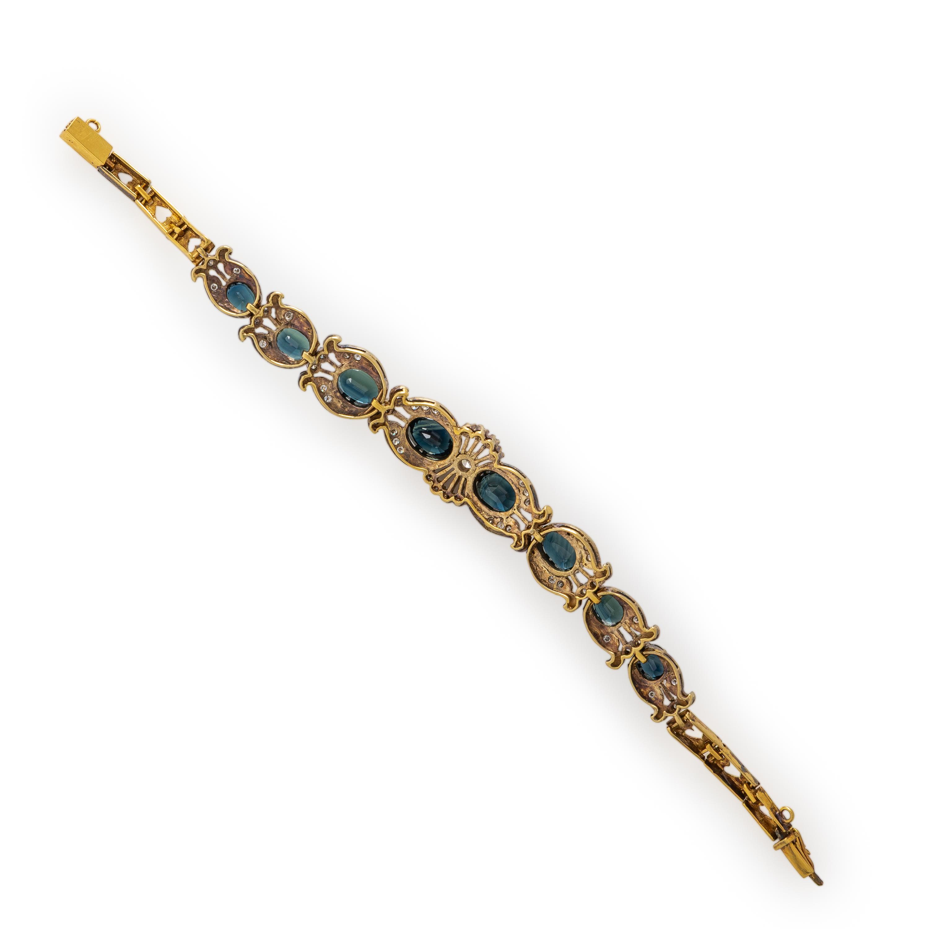 Sapphire, Diamond, and Yellow Gold Ring and Bracelet