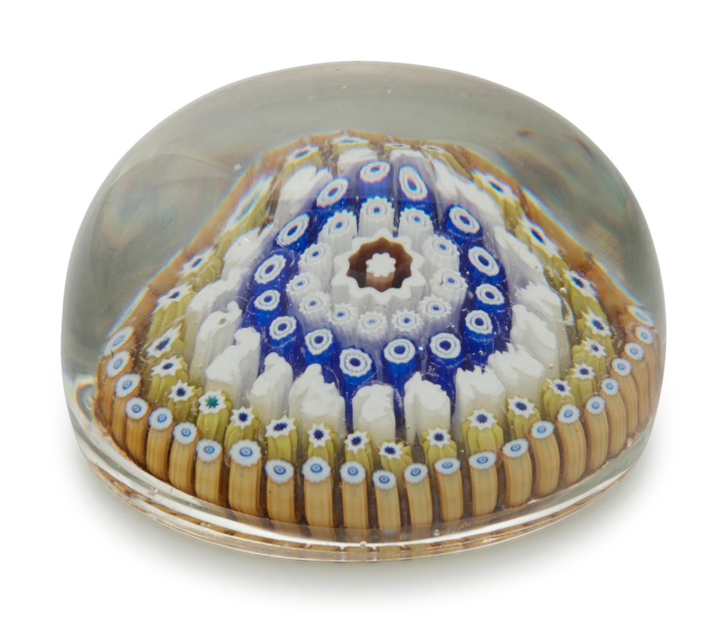 A Concentric Millefiori Rabbit Cane Glass Paperweight