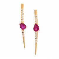 Fiore Wylde, 'Ray of Light', Yellow Gold, Ruby, and Diamond Earrings