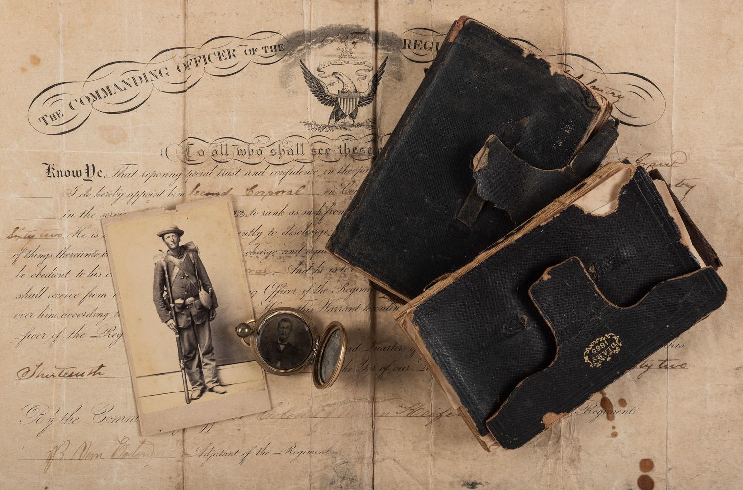 [CIVIL WAR]. War-date diaries, photography, and other ephemera associated with Sergeant Joseph H. Grant, Co. A, 110th Ohio Volunteer Infantry.