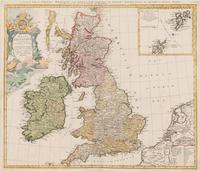 [MAP]. HOMANN, Johann Baptist (1663-1724). Magna Britannia... A General Map of Great Britain and Ireland with part of Holland, Flanders, France & Agreable to Modern History . Nuremberg, 1740.