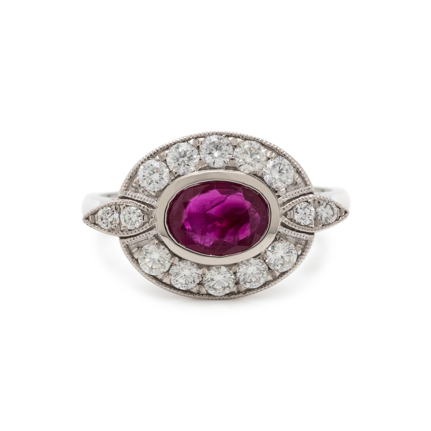 BURMESE RUBY AND DIAMOND RING