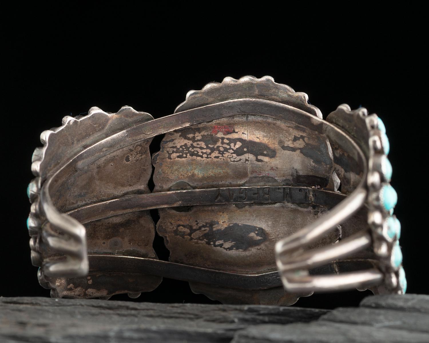 Silver and Turquoise Cluster Cuff Bracelet