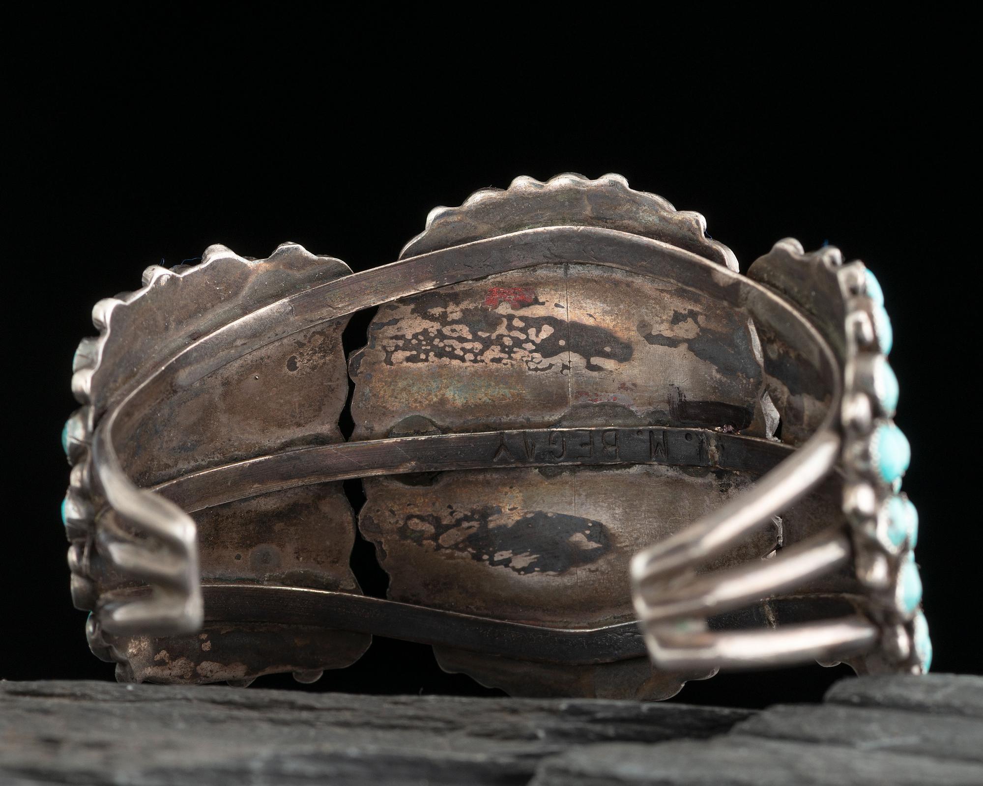 Silver and Turquoise Cluster Cuff Bracelet