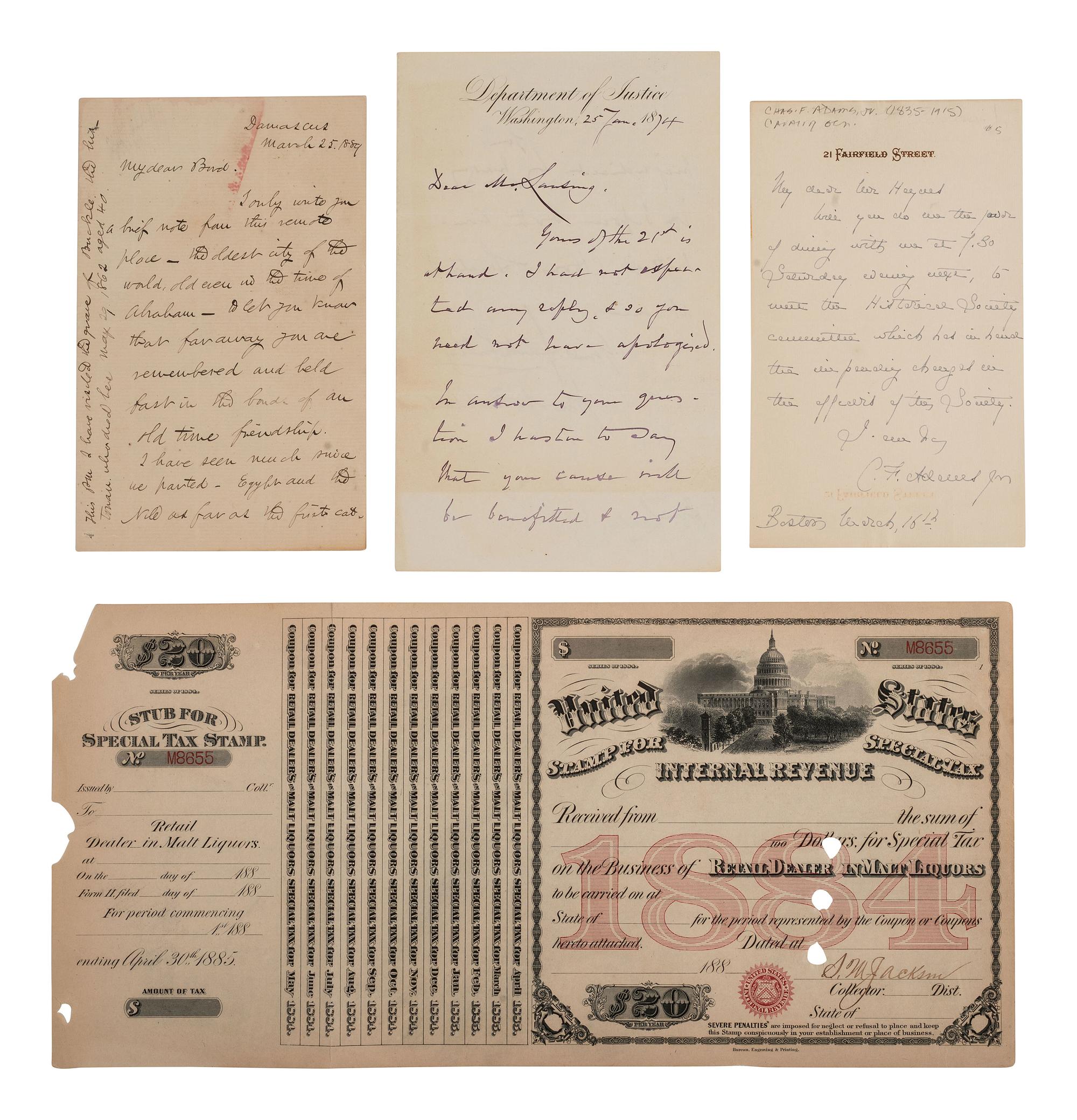 [AUTOGRAPHS]. Signatures of 19th-century American military and political figures.