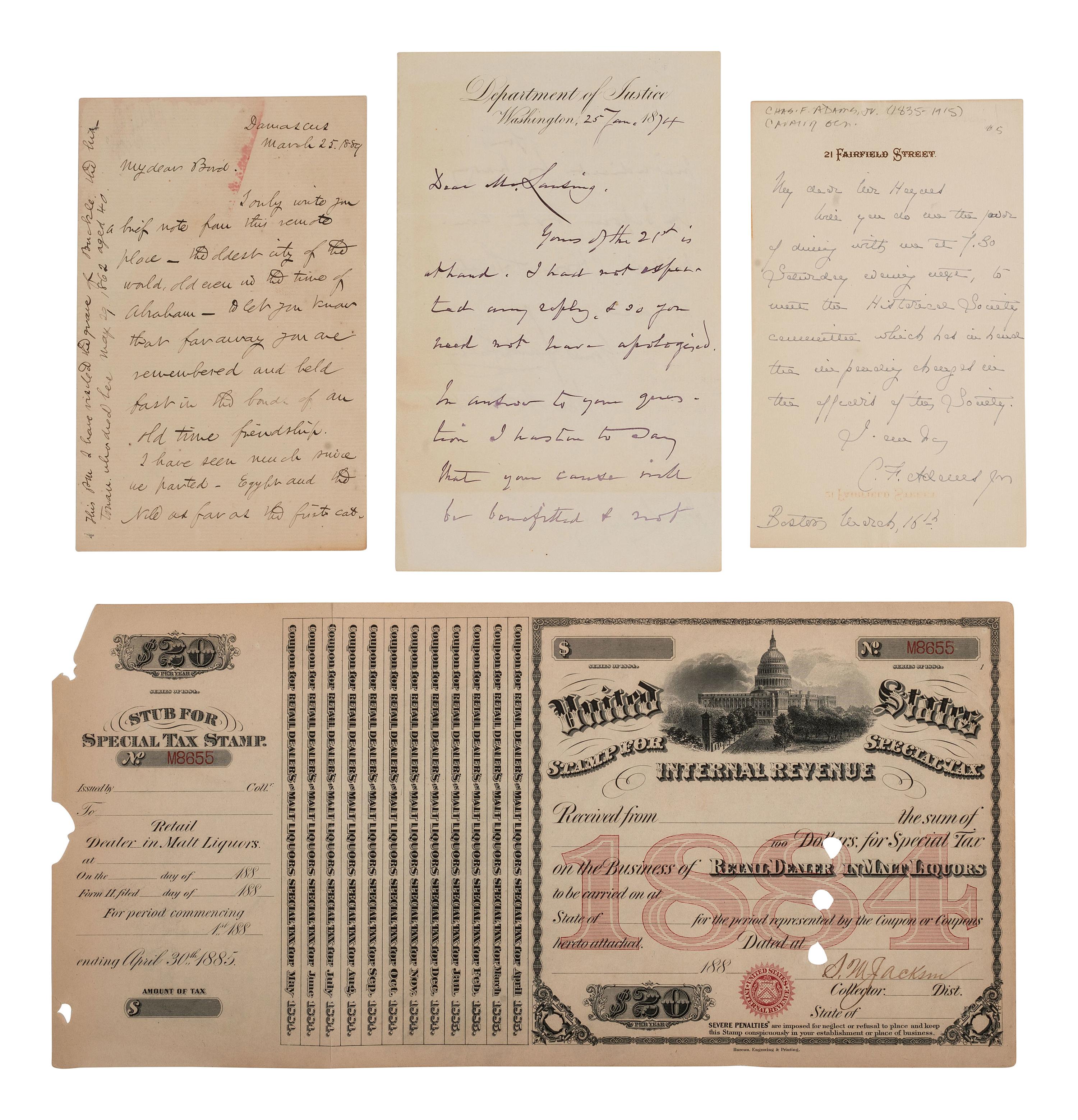 [AUTOGRAPHS]. Signatures of 19th-century American military and political figures.