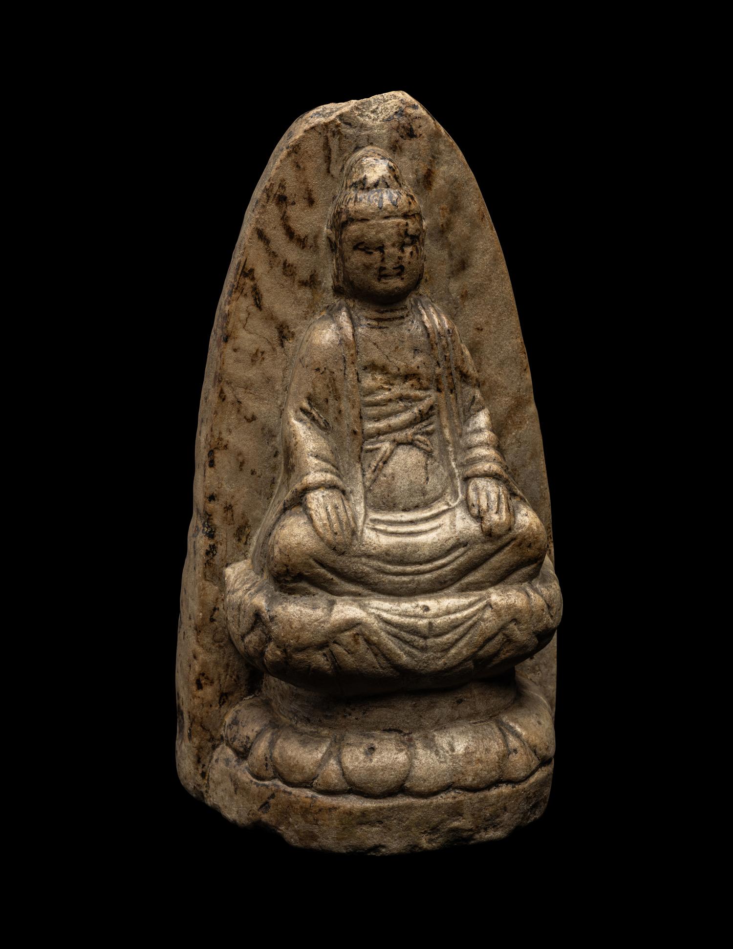 A Chinese Marble Figure of Seated Buddha