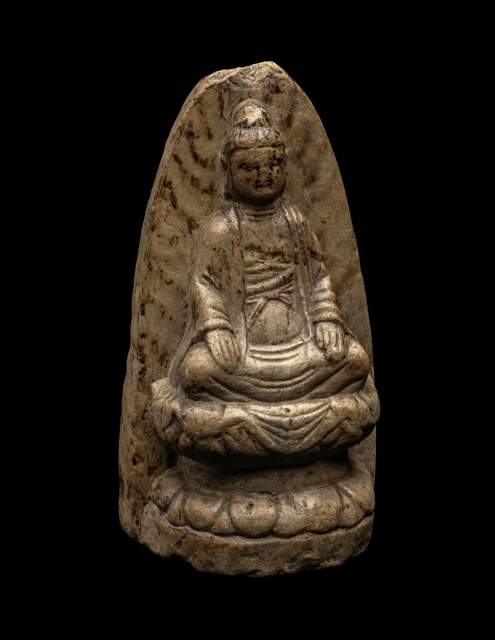 A Chinese Marble Figure of Seated Buddha