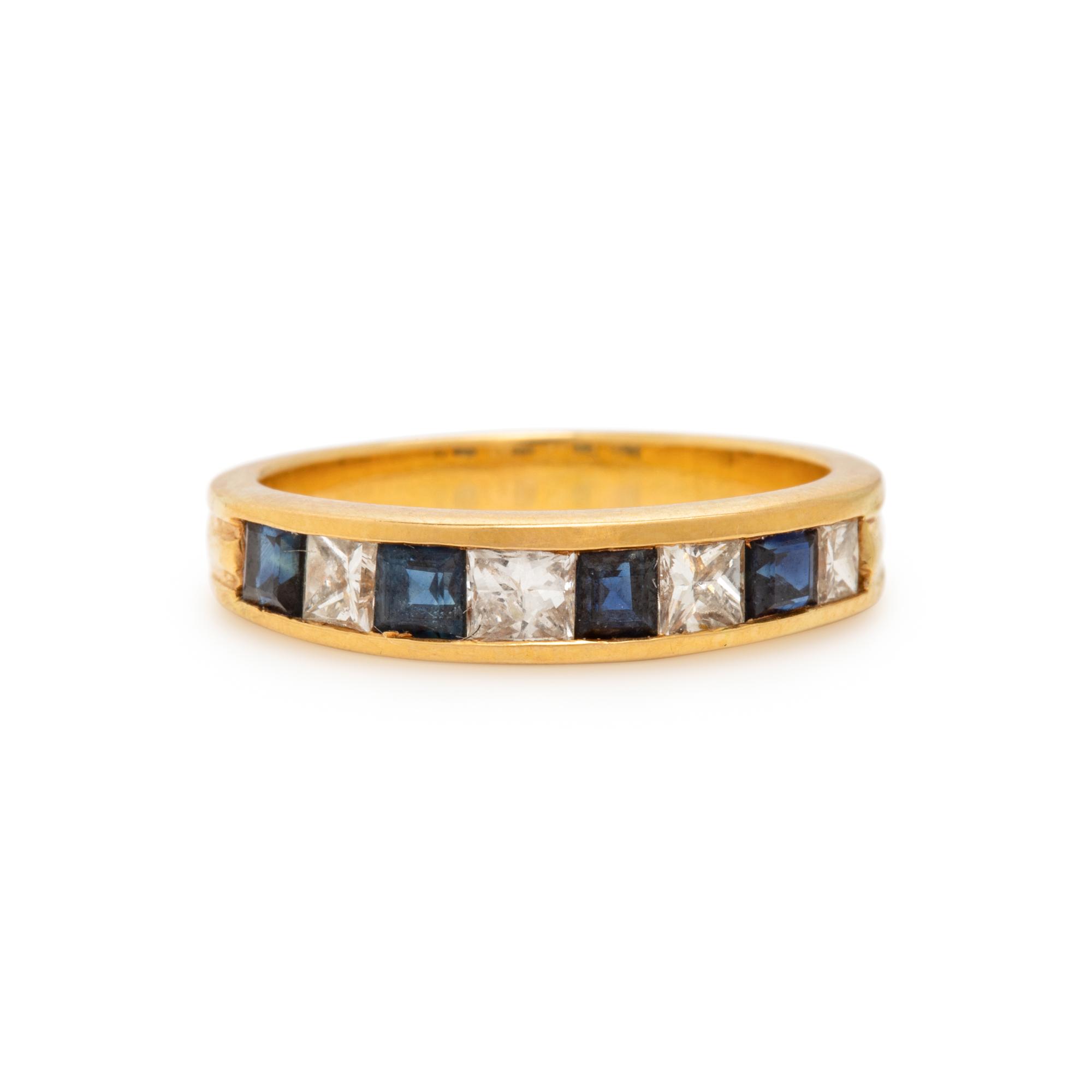 Yellow Gold, Diamond, and Sapphire Ring
