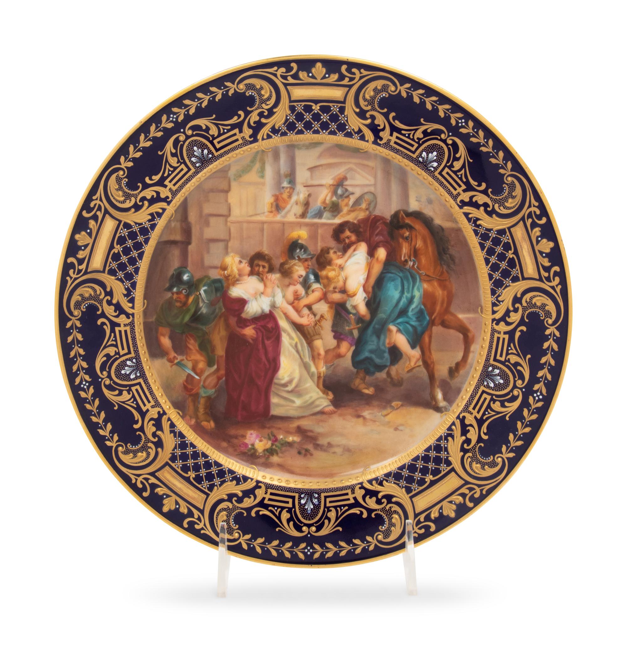 A Vienna Porcelain Cabinet Plate Depicting the Abduction of the Sabine Women