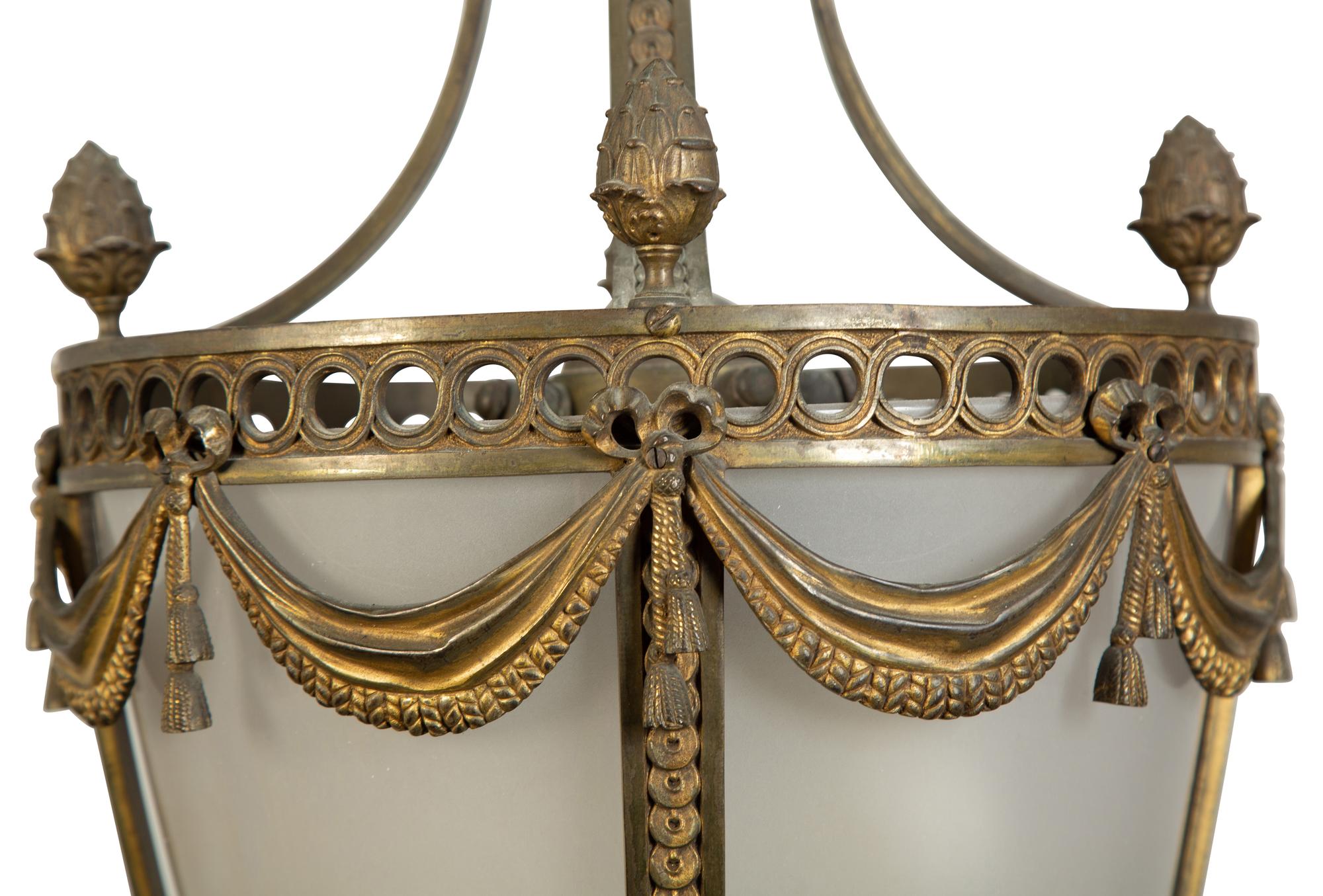 A French Gilt Bronze Hall Lantern