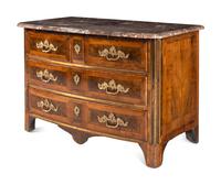 A Régence Gilt Bronze Mounted Marble-Top Commode
