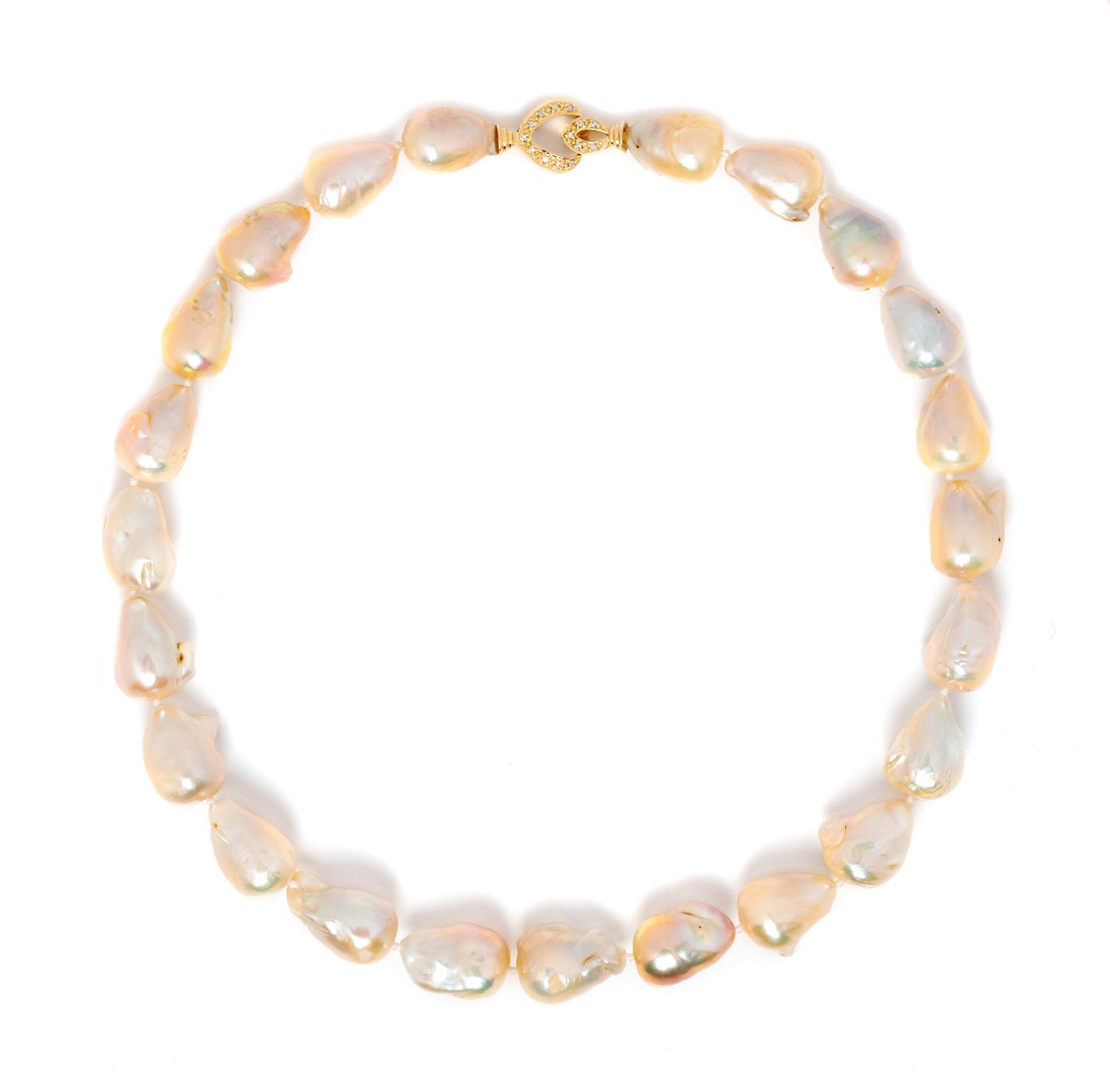 CULTURED BAROQUE PEARL AND DIAMOND NECKLACE