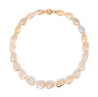 CULTURED BAROQUE PEARL AND DIAMOND NECKLACE