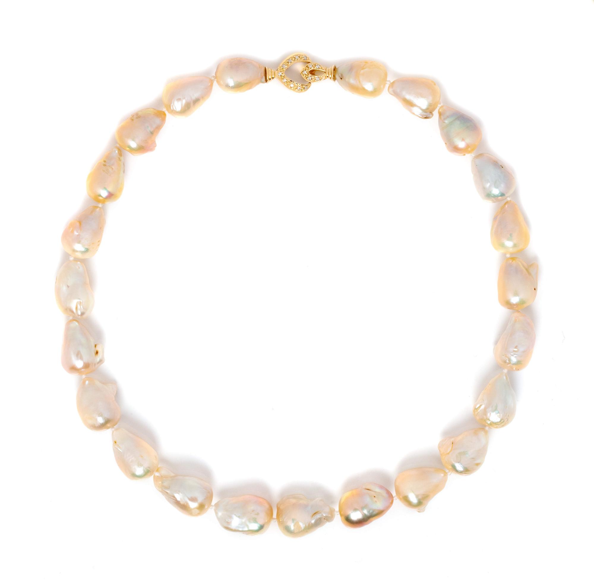 CULTURED BAROQUE PEARL AND DIAMOND NECKLACE