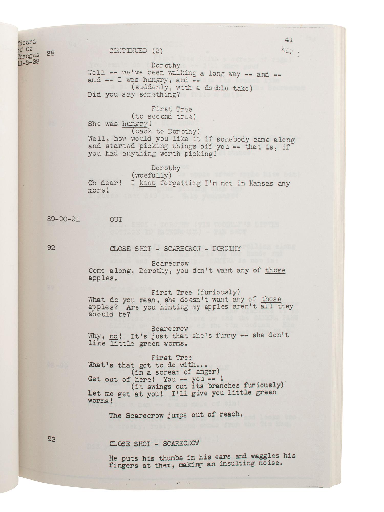 [ENTERTAINMENT]. Wizard of Oz early draft script, January and February 1939.