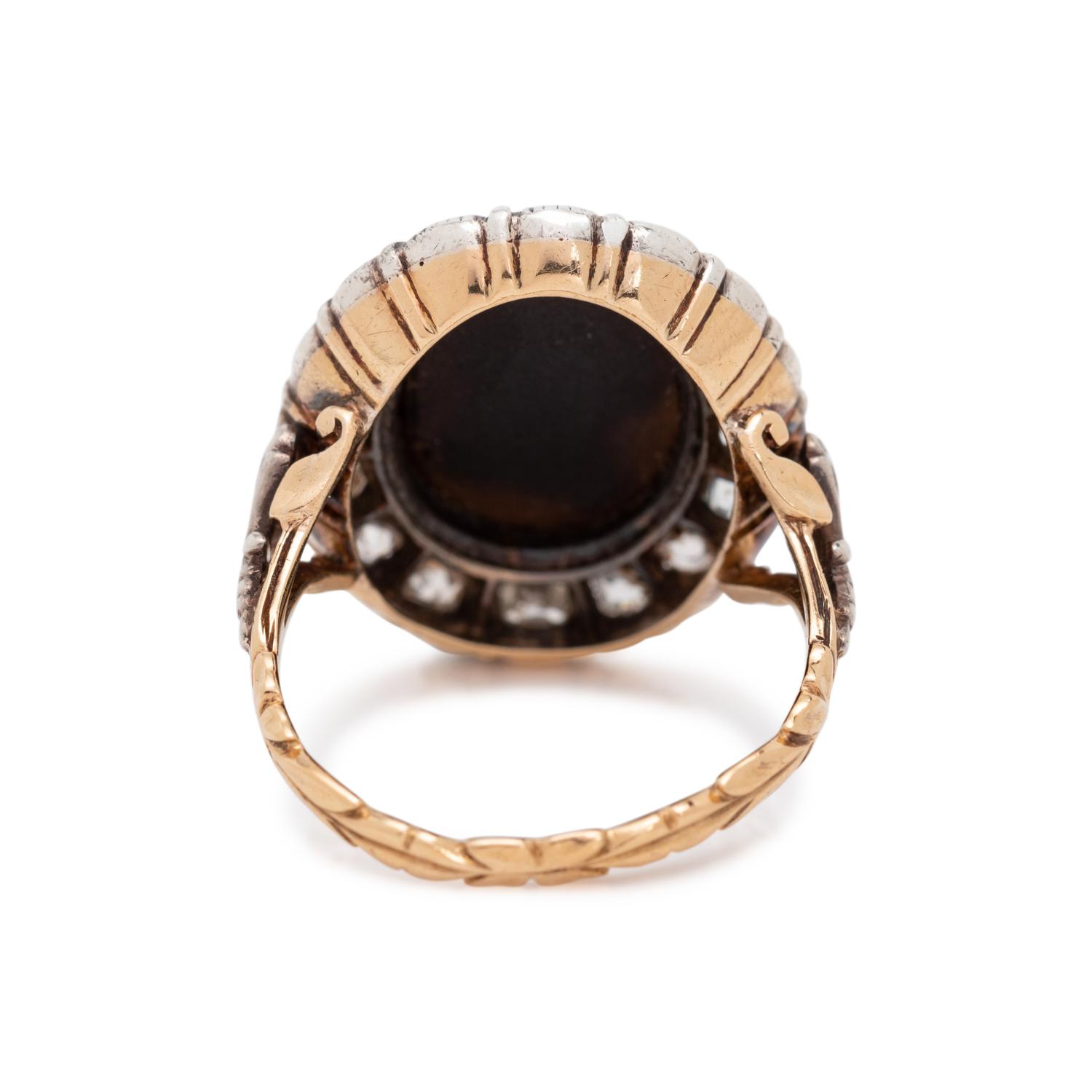 ANTIQUE, CAMEO AND DIAMOND RING