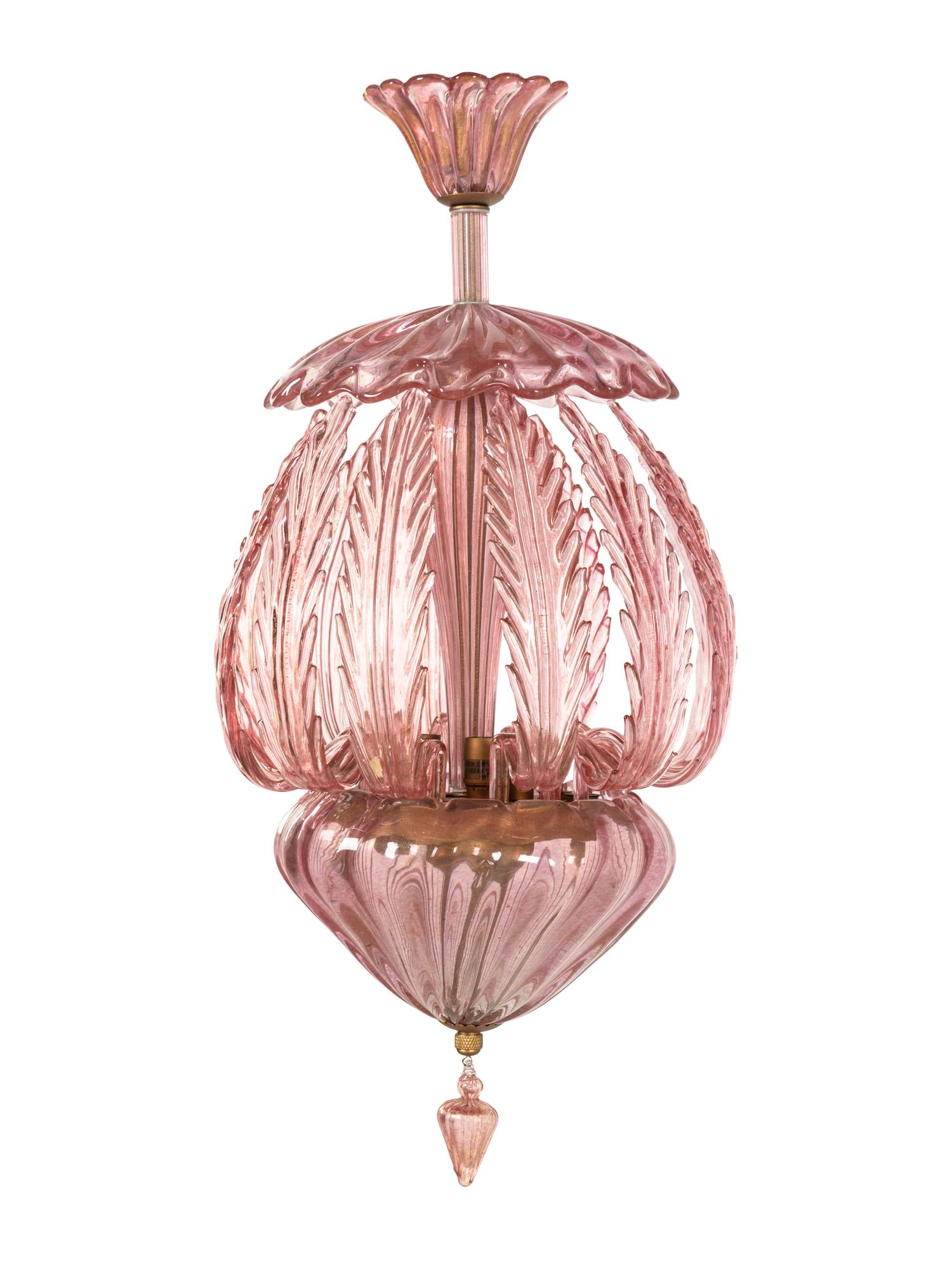 A Murano Glass Three-Light Pendant Chandelier
