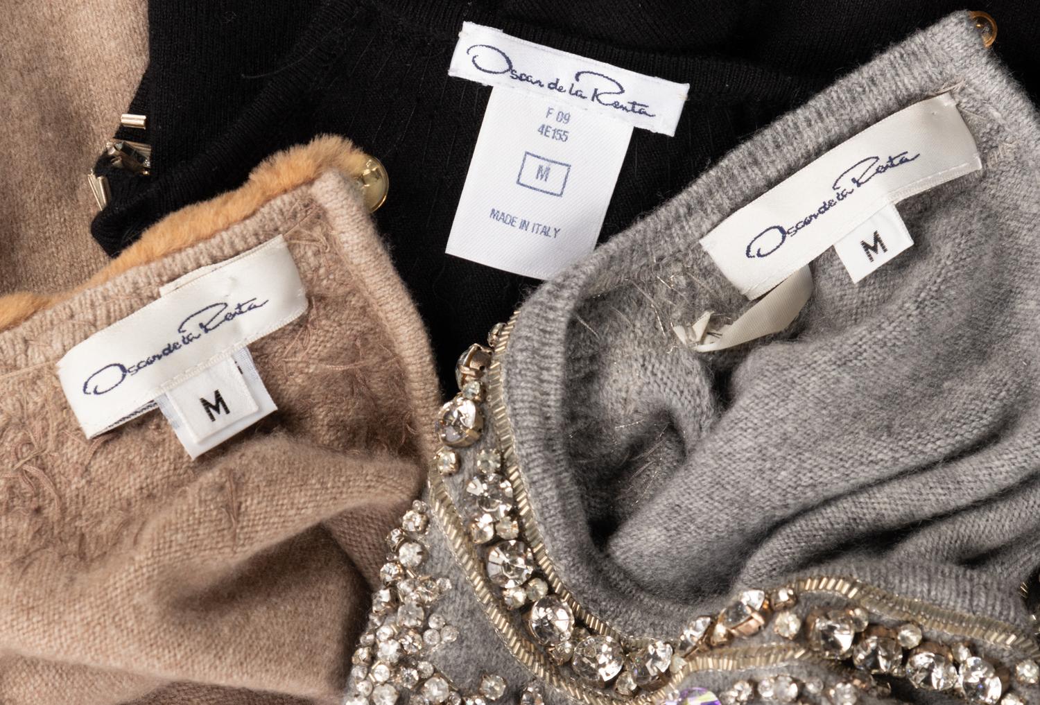 Five Oscar de la Renta Embellished Neckline Sweaters, ca.2009