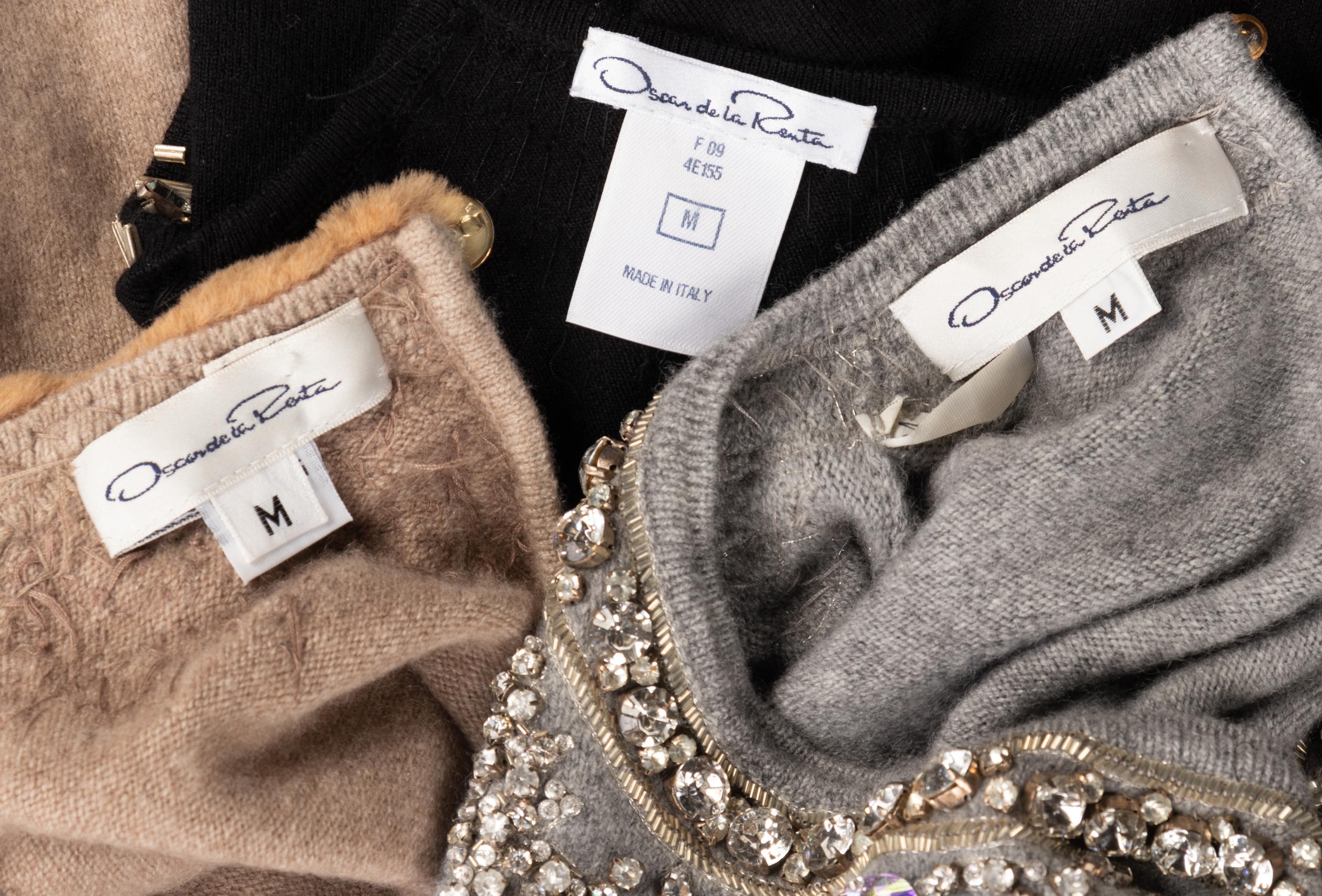Five Oscar de la Renta Embellished Neckline Sweaters, ca.2009