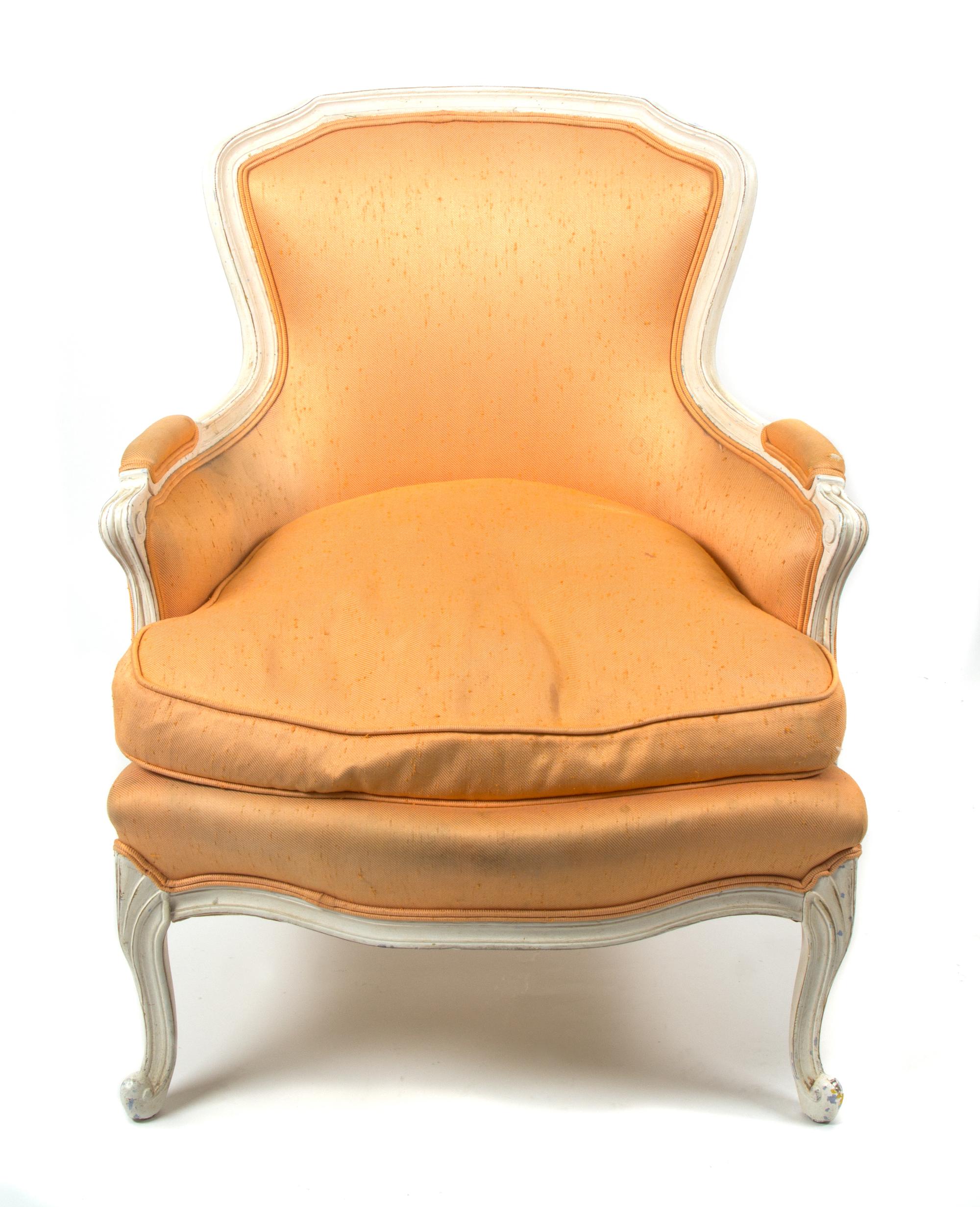 A Louis XV Style Chair Carved and Painted Bergere,