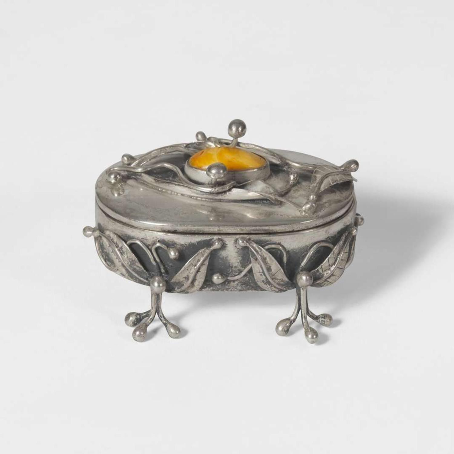 A group of five assorted sterling silver and silver-mounted boxes Various English and Continental makers, various dates ranging 1806-1924