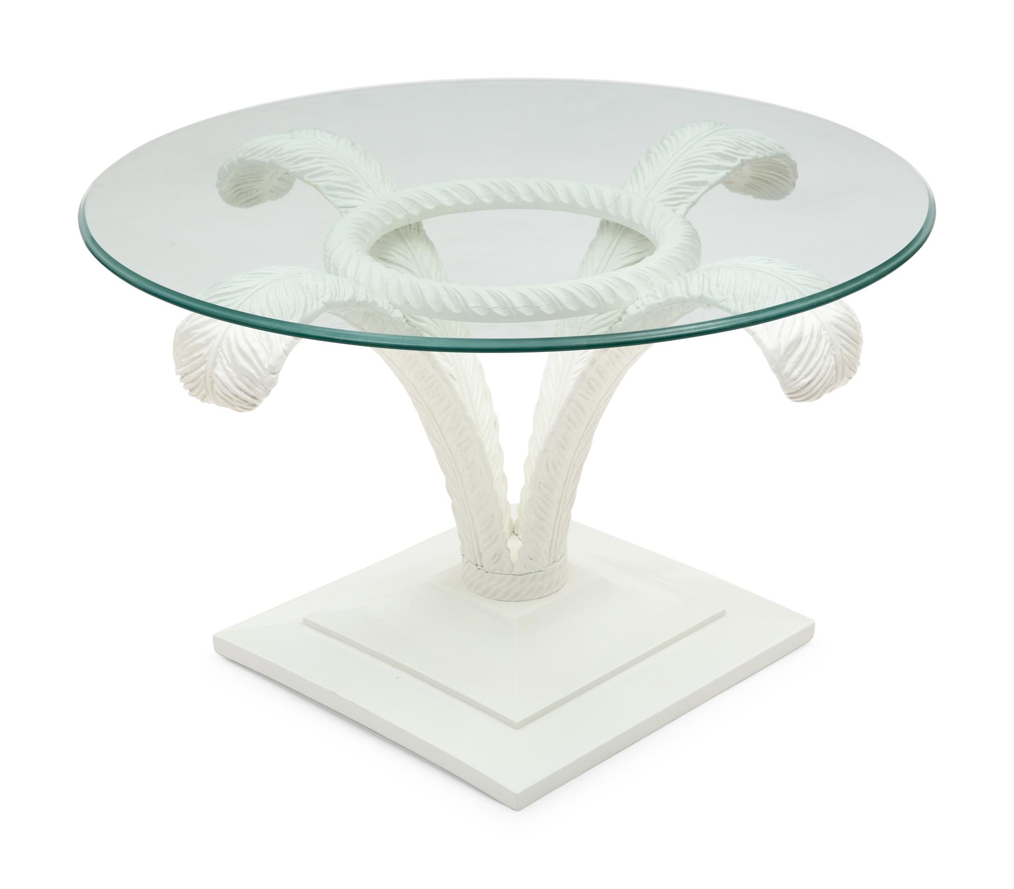 A Painted Wood and Glass Side Table