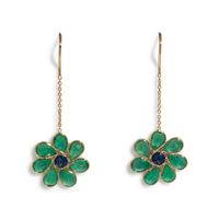 EMERALD AND SAPPHIRE FLOWER EARRINGS