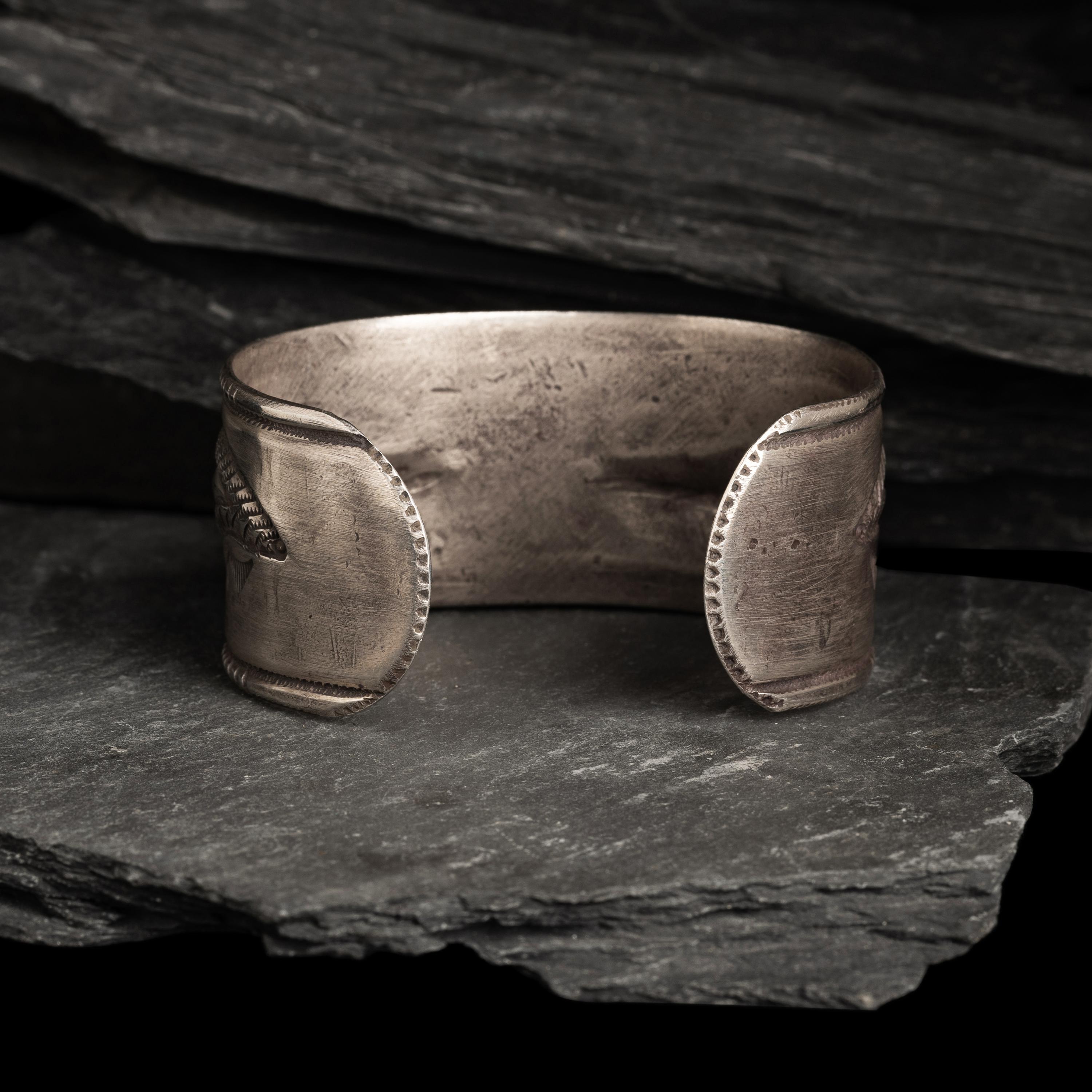 Navajo Ingot and Turquoise Cuff Bracelet