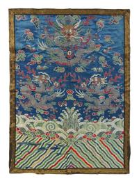 Two Embroidered and Woven Silk 'Dragon' Panels