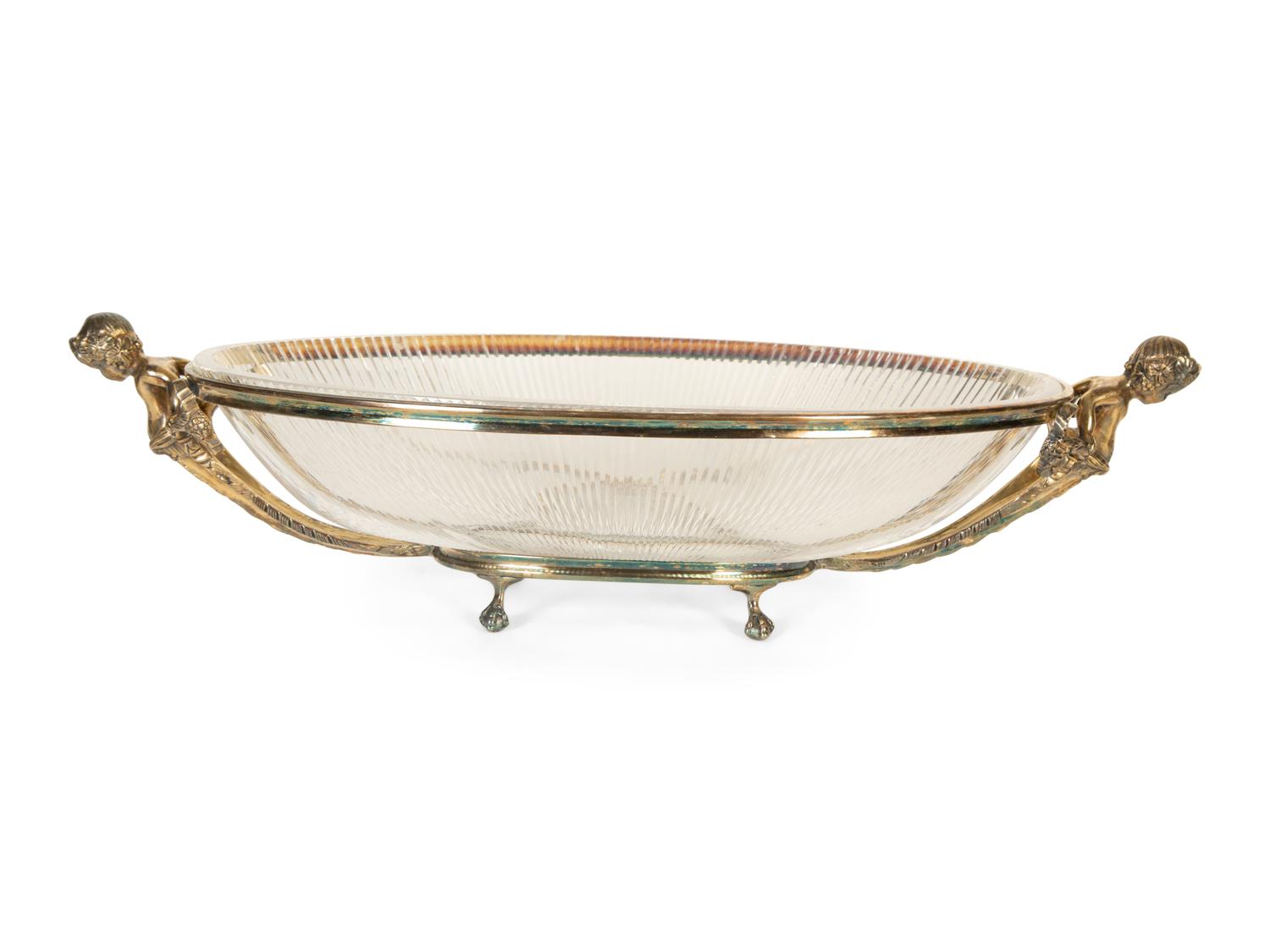 A Neoclassical Style Silver-Plate and Cut Glass Centerpiece Bowl