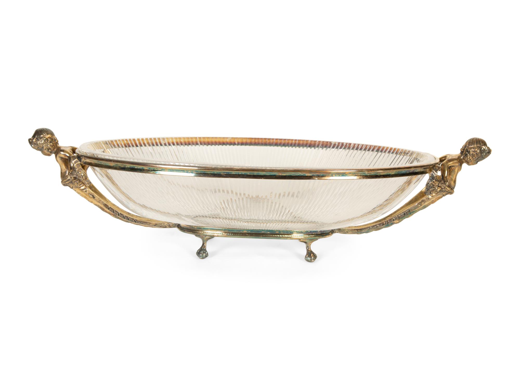 A Neoclassical Style Silver-Plate and Cut Glass Centerpiece Bowl