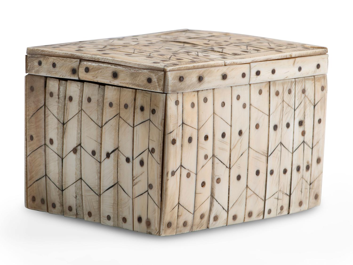 Iñupiaq Wood Box, with Bone Inlay