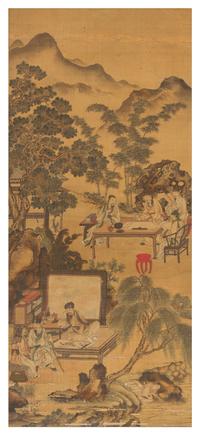 Two Ink and Color on Silk Scrolls LIKELY 19TH CENTURY 87 1/2 inches x 27 1/4 inches. — LIKELY 19TH CENTURY