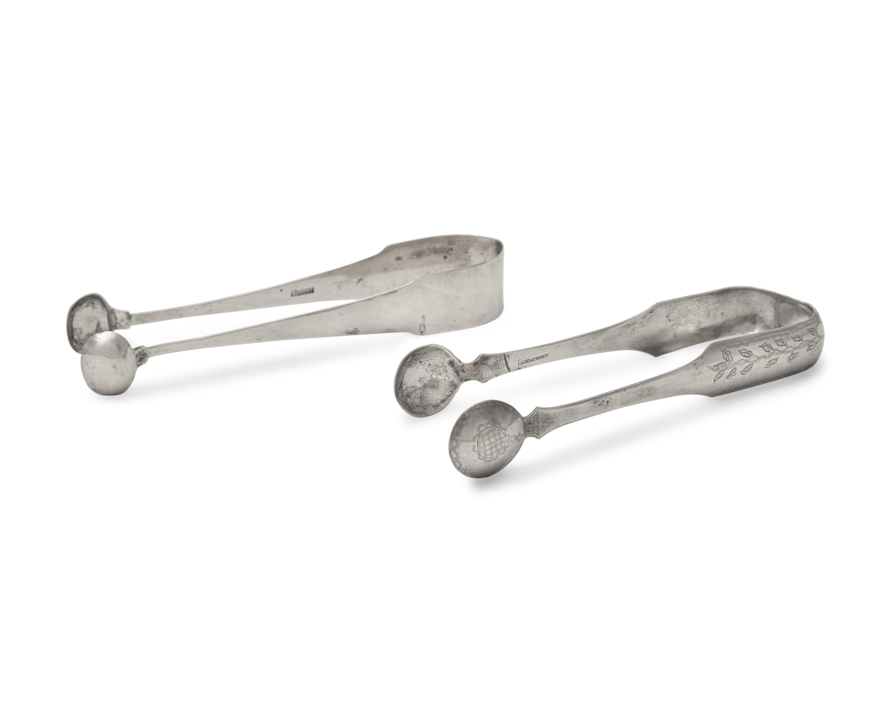 A Silver Punch Ladle and Two Silver Sugar Tongs