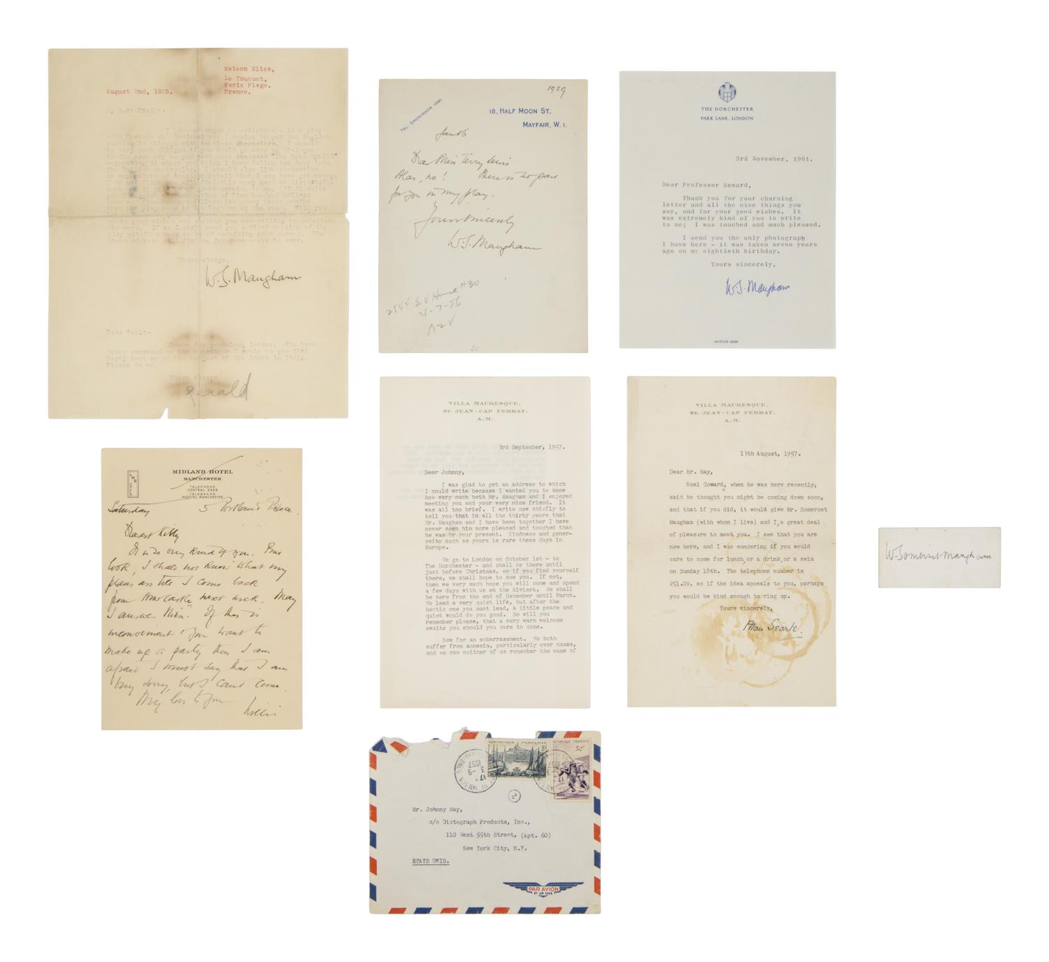 Maugham, W. Somerset (1874-1965). A group of 4 letters, comprising: