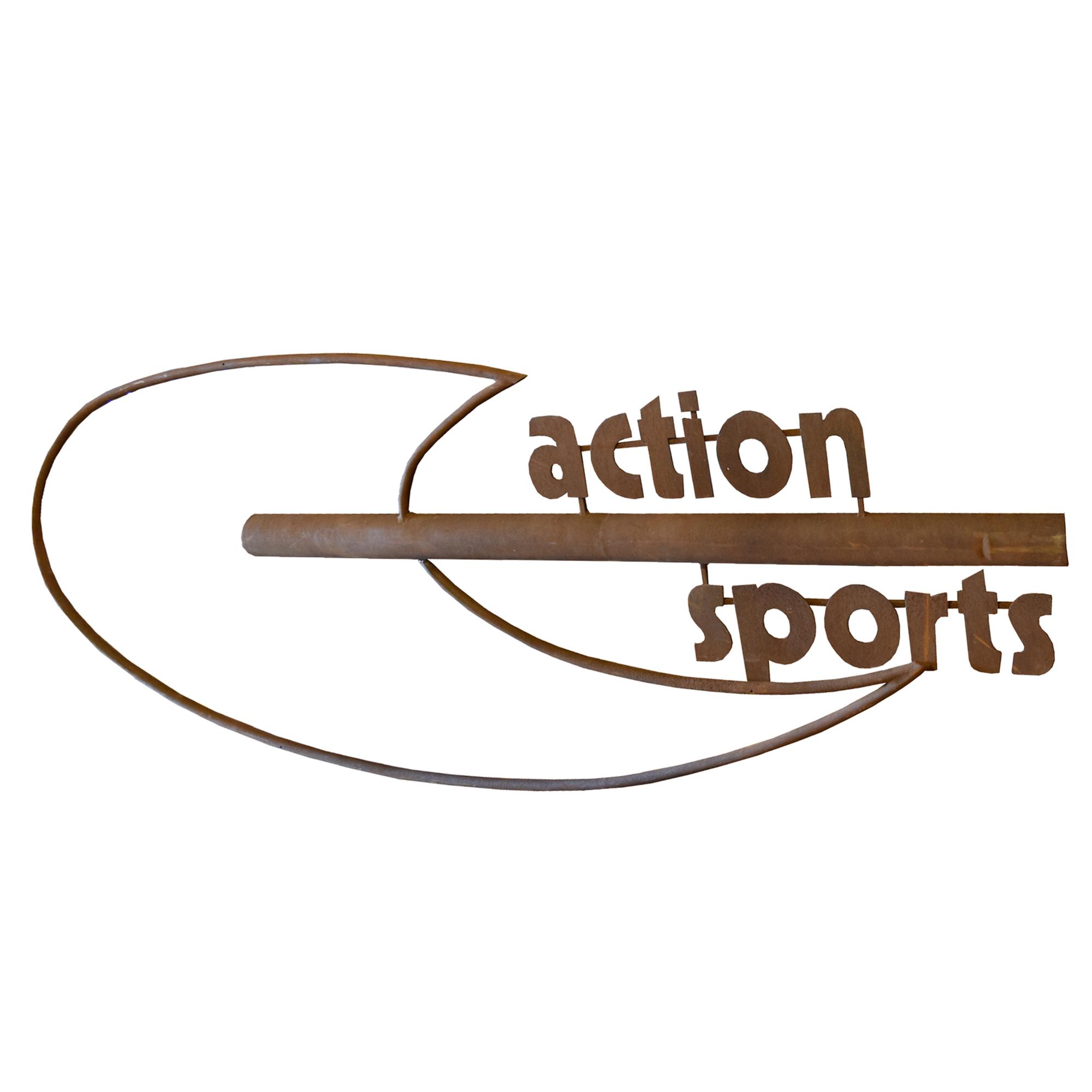 A Wrought Iron "Action Sports" Sign 110" W x 2" D x 41" H — France, Circa 1970
