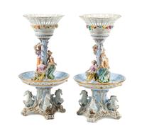 A Pair of Monumental German Porcelain Figural Centerpieces