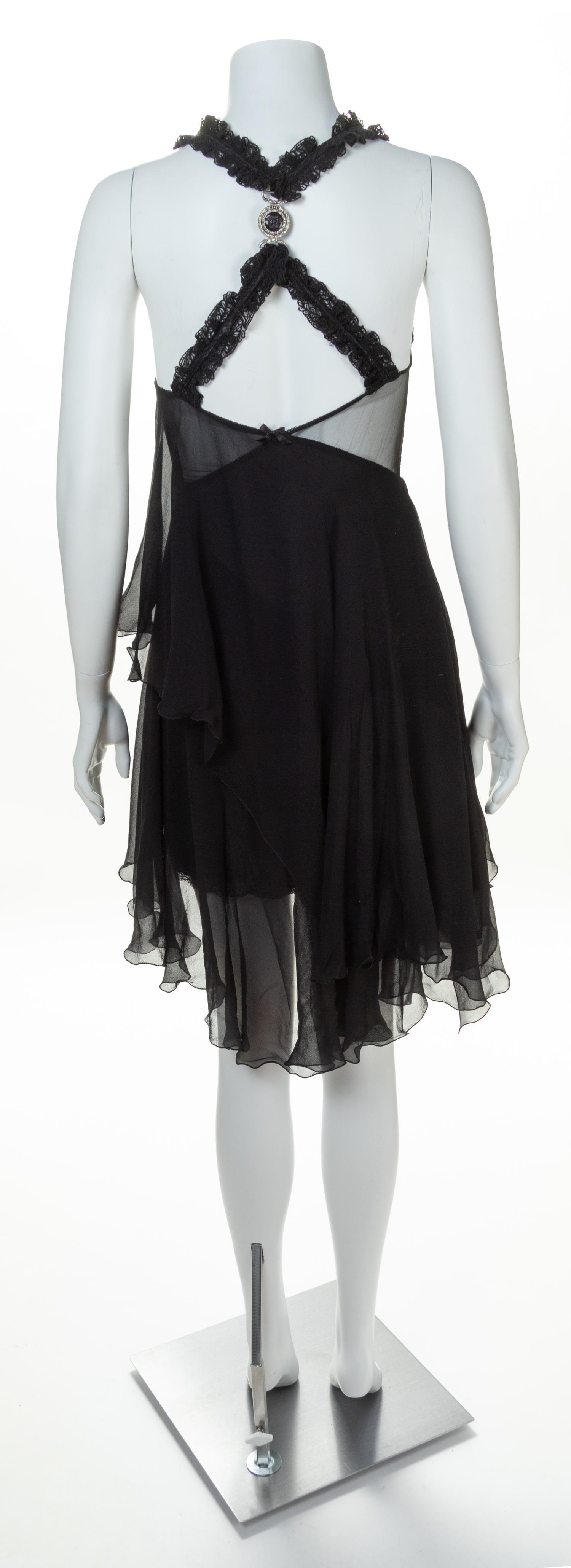 A Gianni Versace Black Sheer Silk Lingerie Dress, Size 42.