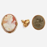 A collection of three Victorian gold and gem-set items