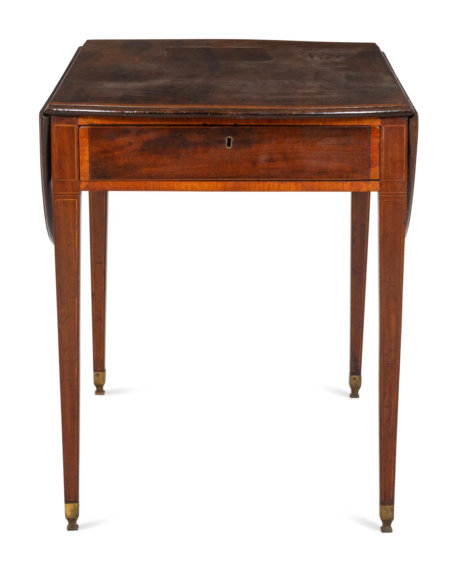 A George III Satinwood-Banded Mahogany Pembroke Table