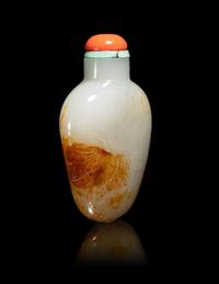 A Chinese Russet and White Jade 'Butterfly' Snuff Bottle