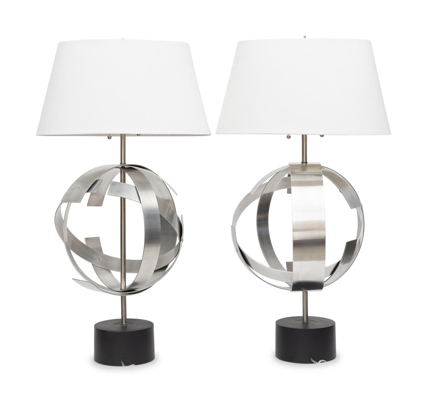 A Pair of Contemporary Aluminum Lamps