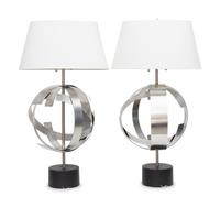 A Pair of Contemporary Aluminum Lamps