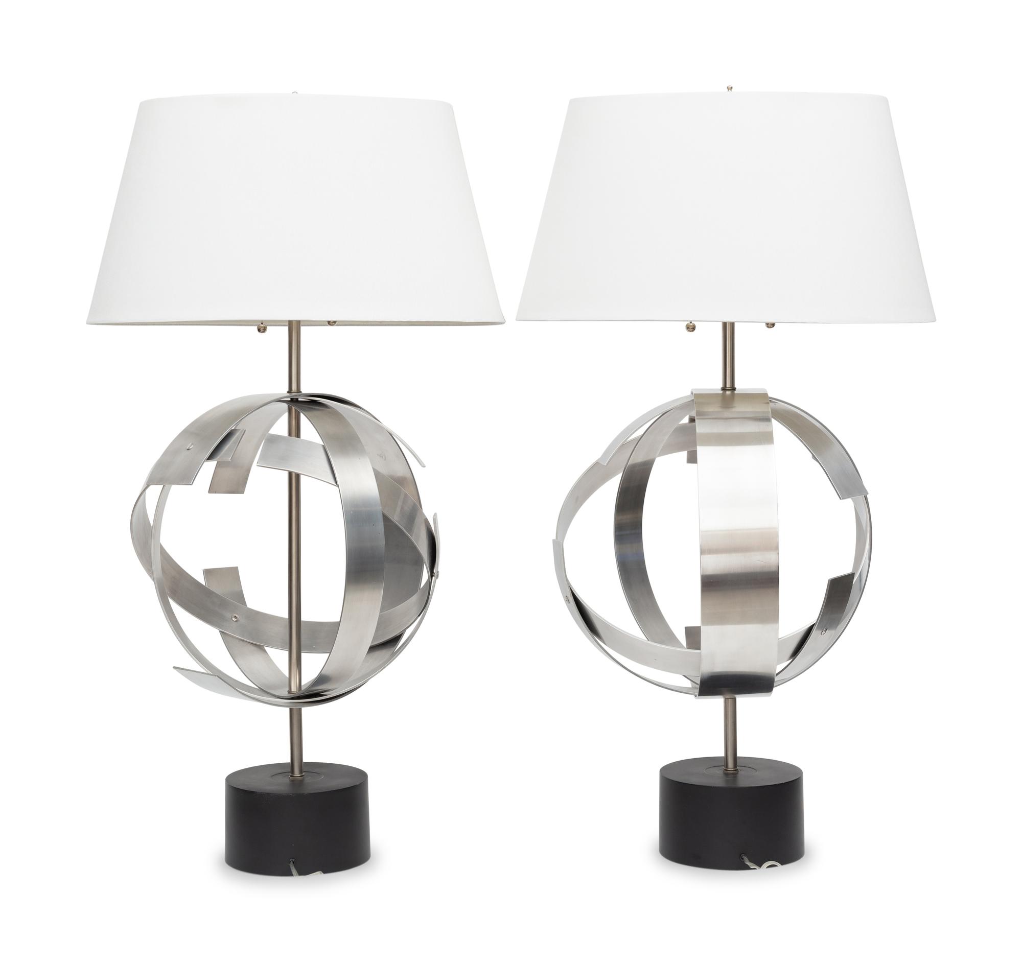 A Pair of Contemporary Aluminum Lamps