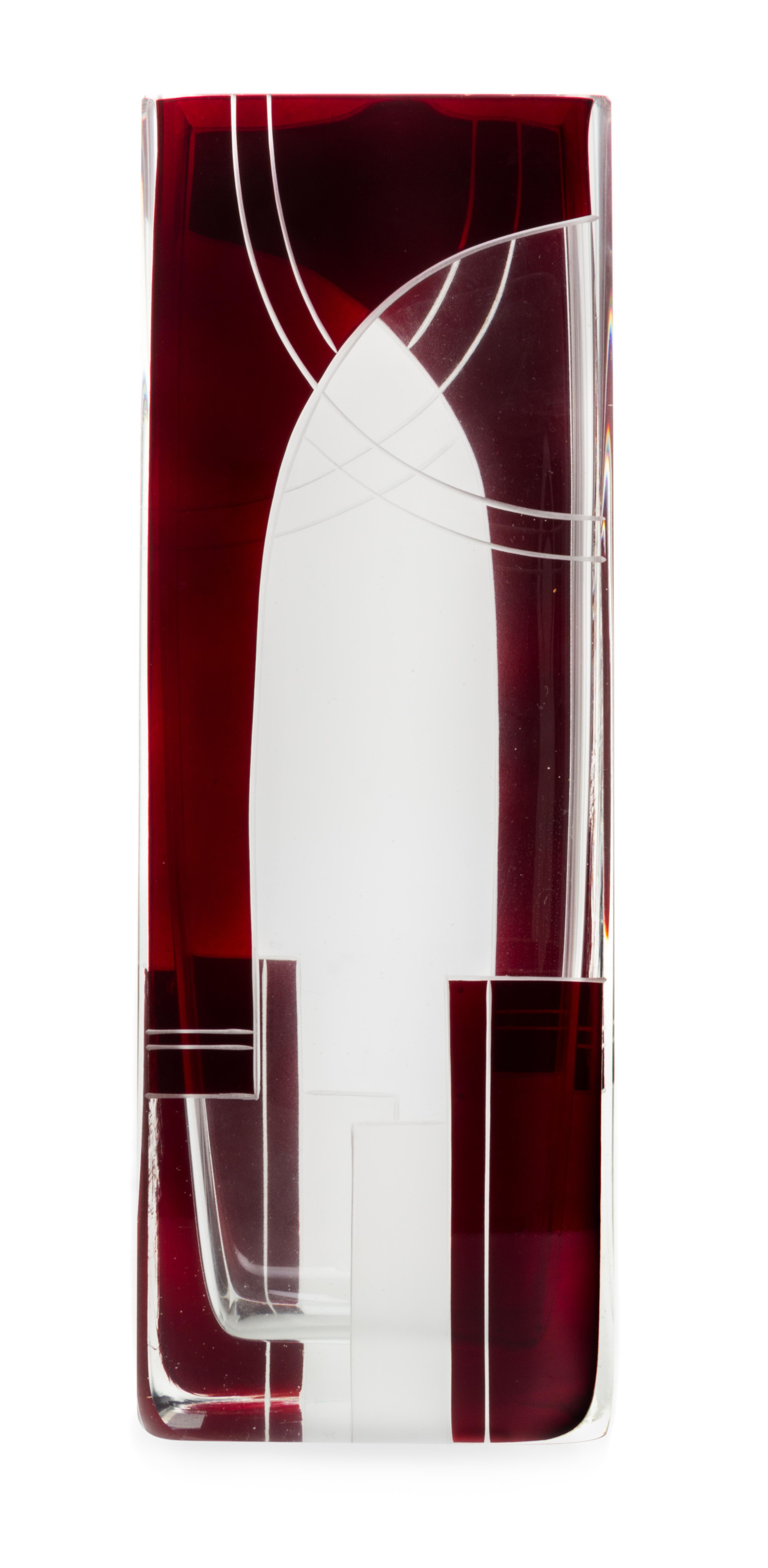 An Art Deco Enameled Glass Vase, attributed to Karel Palda Height 10 3/4 inches.