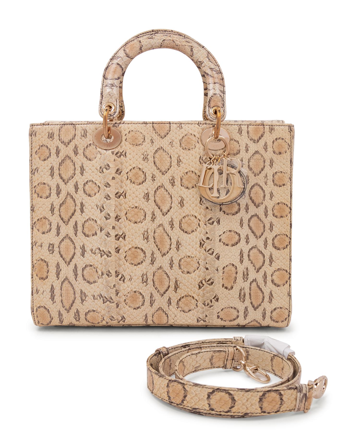 Christian Dior Tan Python Lady Dior Bag, 2019