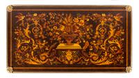 A Louis XV Style Marquetry and Gilt Bronze Mounted Bureau Plat Height 31 1/2 x width 51 x depth 28 inches.