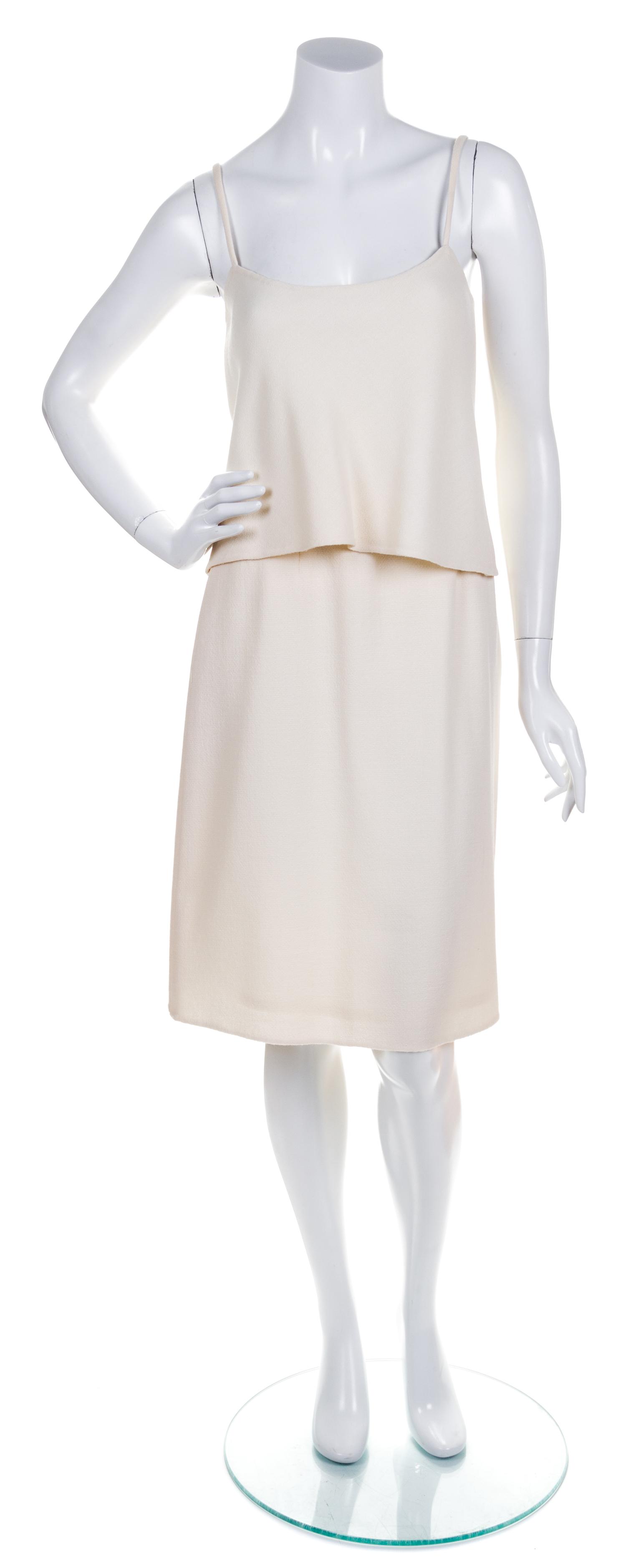 A Bill Blass Cream Skirt Ensemble, Skirt size 6, top size 4.